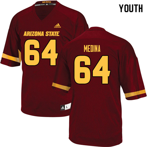 Youth #64 Eddie Medina Arizona State Sun Devils College Football Jerseys Sale-Maroon - Click Image to Close